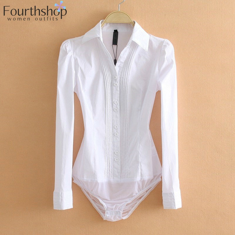 Elegant Bodysuits Fashion Long Sleeve Shirts Office Blouses