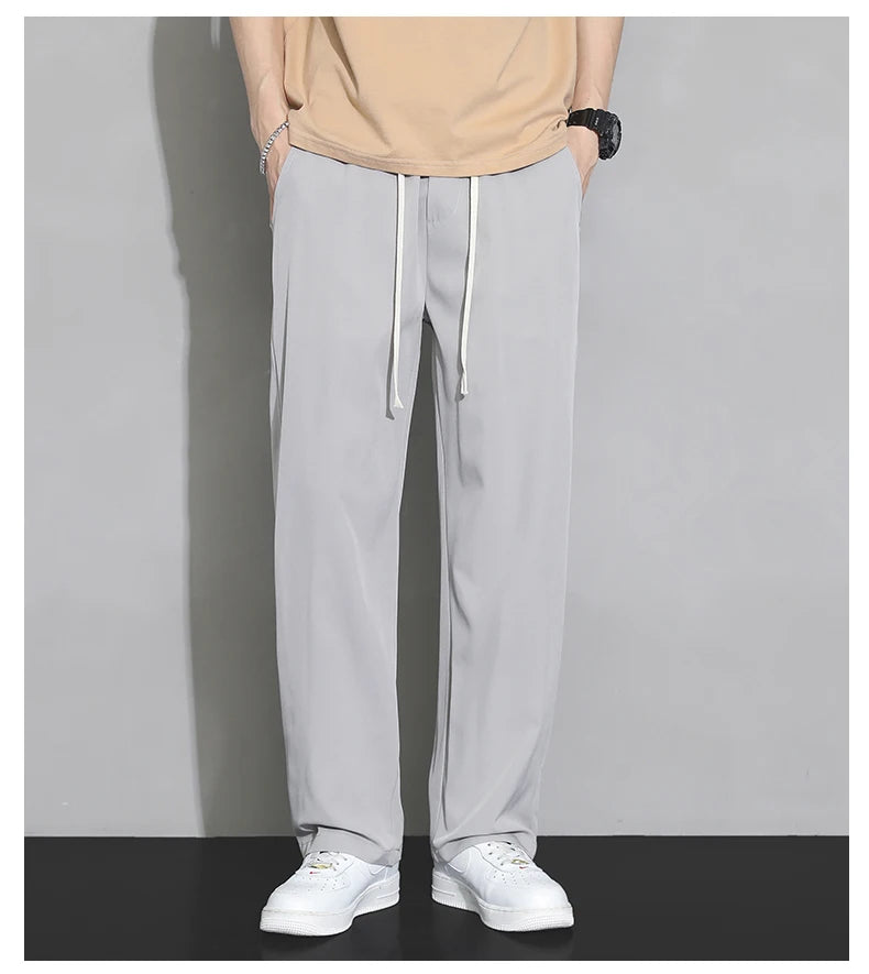 Summer Ultra-thin Men's Pants Baggy Straight  Fashion Casual Trousers