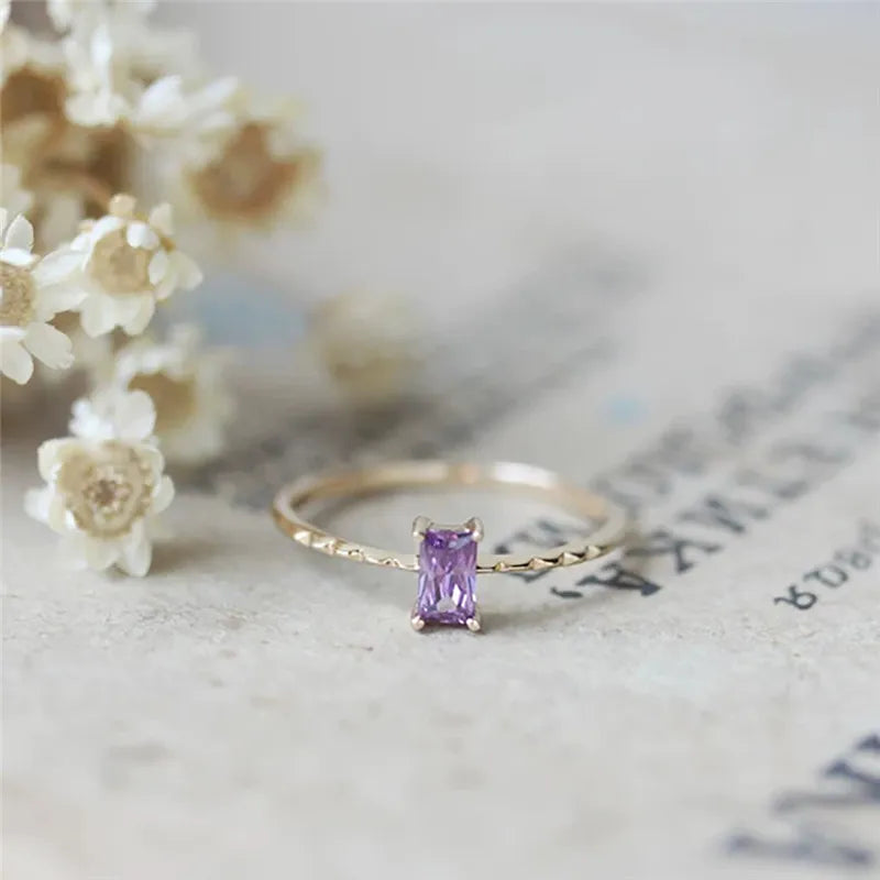 Vintage Purple Zircon Ring for Women All-match Jewelry