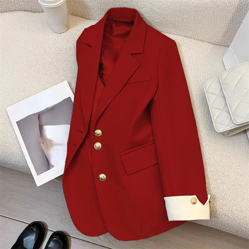 Blazers Contrast Color Fashion Chic Blazer