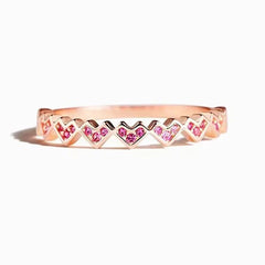 Sweet Pink Cubic Zironia Heart Rings Accessories Trendy Jewelry