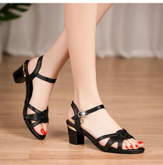 Sandals 6CM Summer Large Size Comfort Square Heel Open Toe