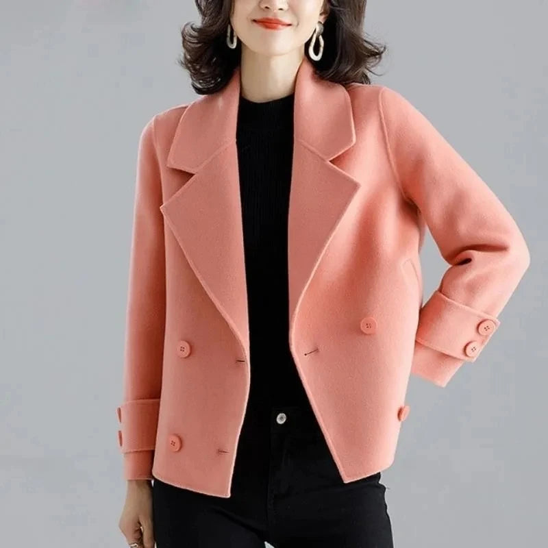 Double-Sided Wool Coat Women's Short  Casual Tweed Suit Jacket