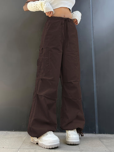 Light Khaki Cargo Streetwear Big Pocket Patchwork Casual Pants