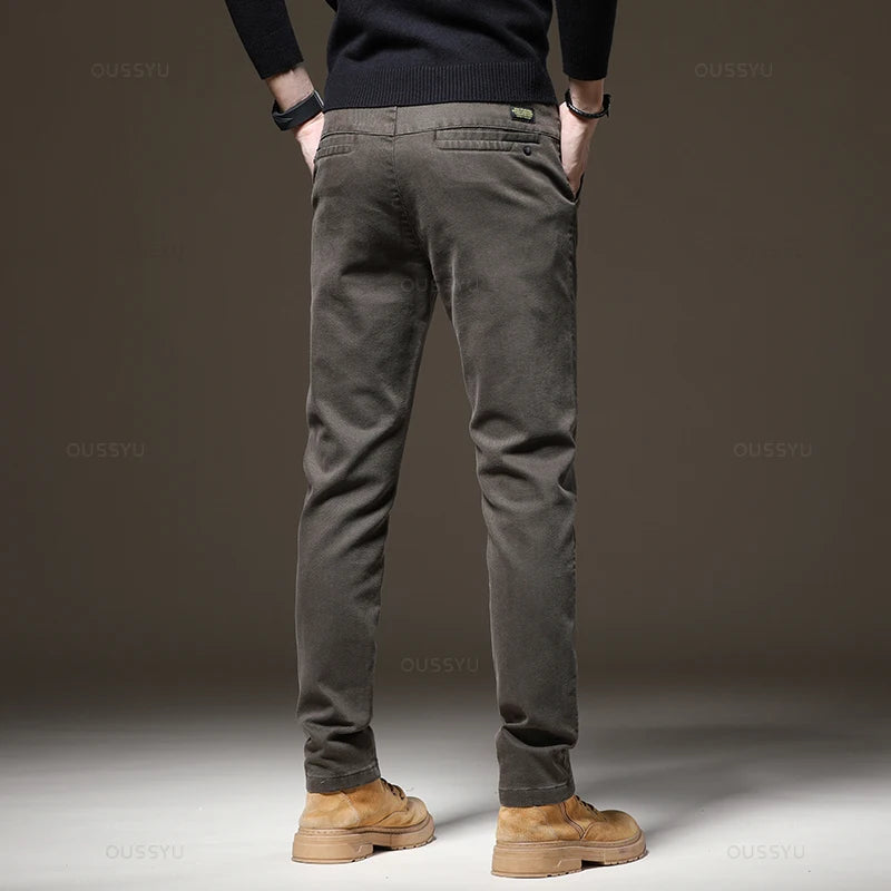 Pants Men Elastic Waist Slim Clothing Thick Cargo Trousers Plus Size