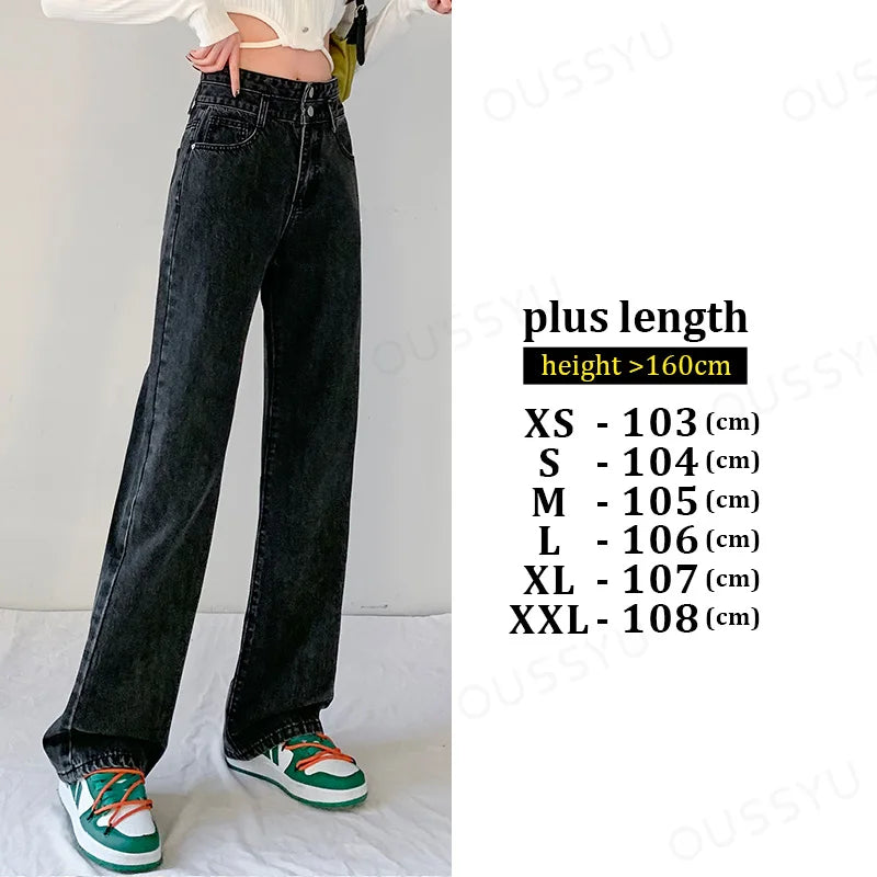 Jeans Women Straight Wide Leg Denim Cream Color High Waisted