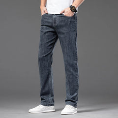 Summer Men's Thin Jeans Elastic Waist Fashion Casual Denim