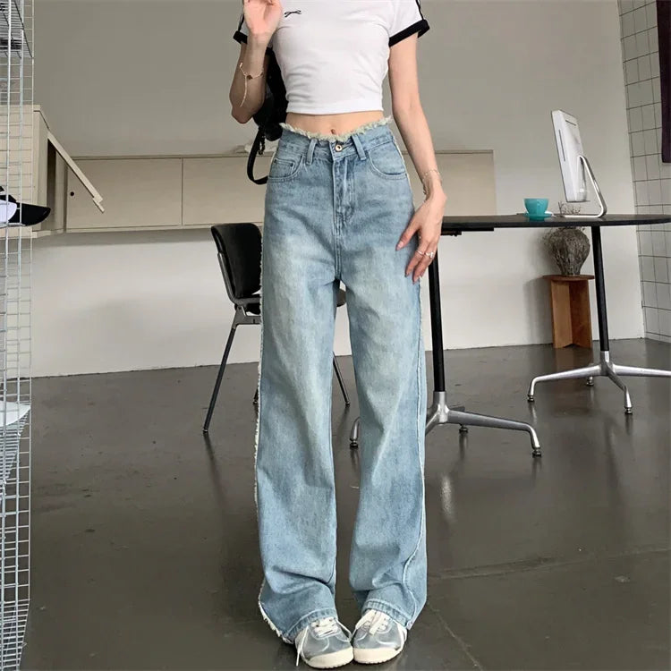 Retro Y2K Versatile Jeans Street Fashion Loose Straight Denim Trousers