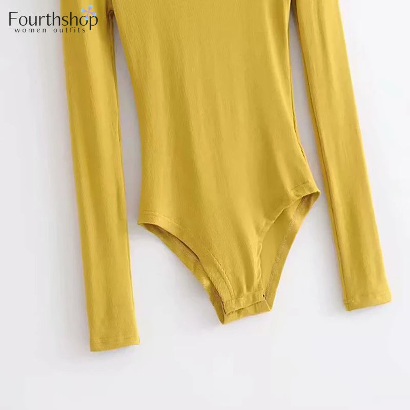 Casual Basic Body Shirt Bodysuits Long Sleeves Romper O-neck