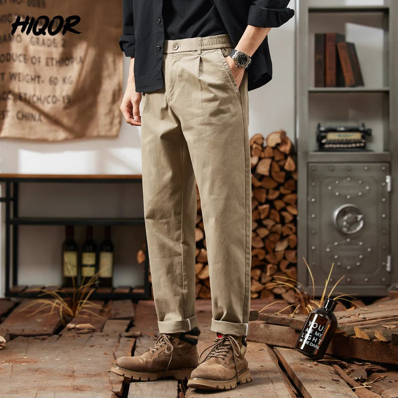 Man Classic Work Stretch Cargo Pants Cotton Baggy Casual Trousers