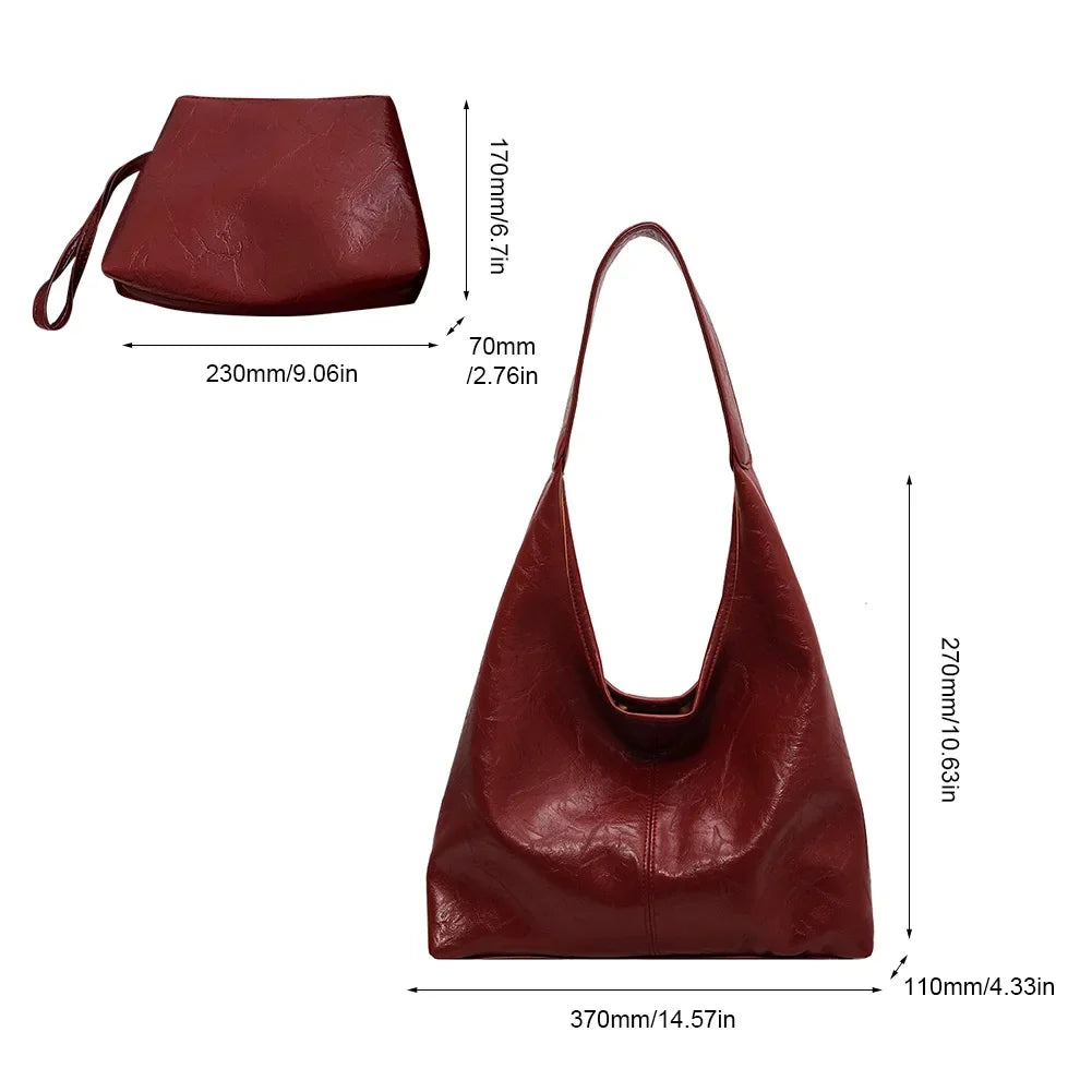 Soft Bag Vintage Wine Red Ladies Shoulder Bag