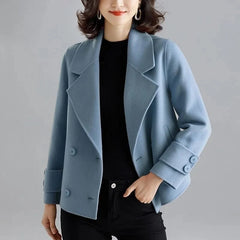 Double-Sided Wool Coat Women's Short  Casual Tweed Suit Jacket