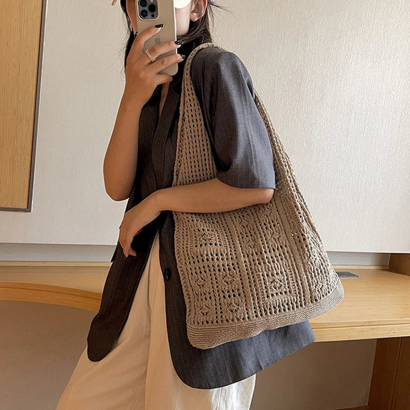 Knitted Handbags Beach Bags Shoulder Casual Tote