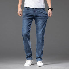 Summer Men's Thin Jeans Elastic Waist Fashion Casual Denim