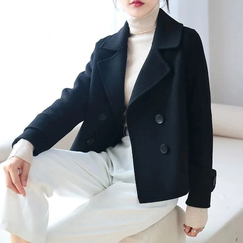 Double-Sided Wool Coat Women's Short  Casual Tweed Suit Jacket