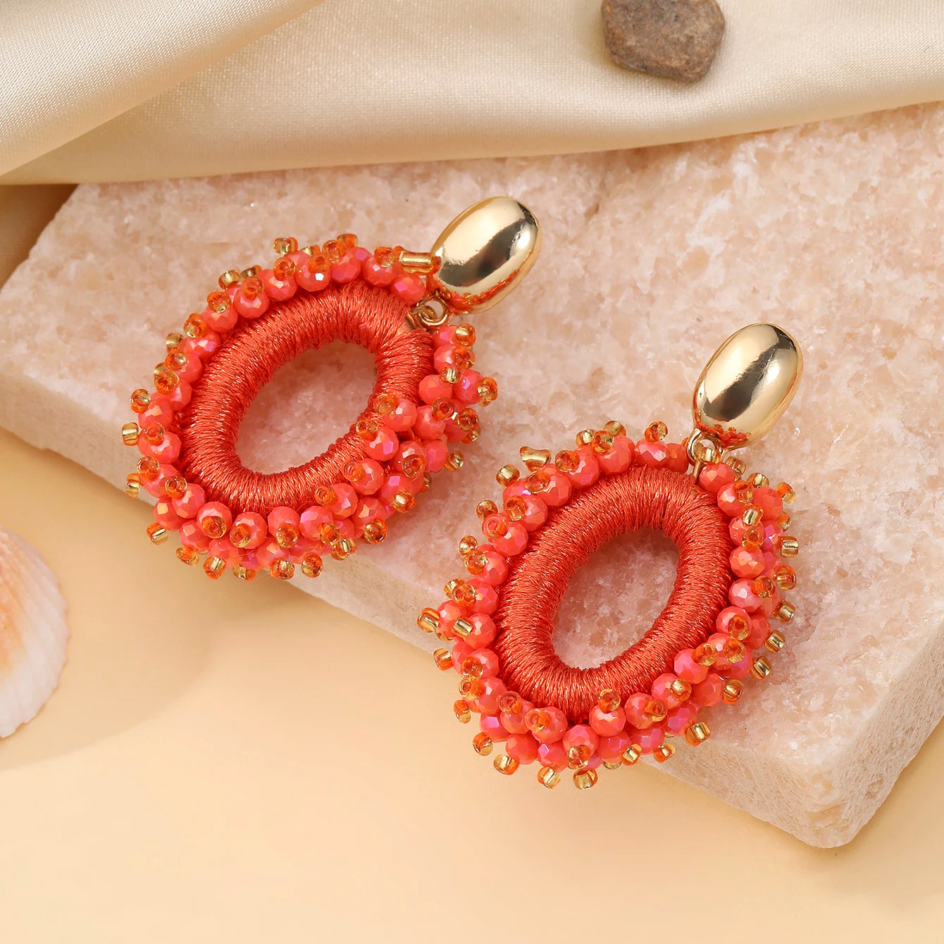 Fashion Big Drop Earrings for Thread Crystal Beads Jewelry