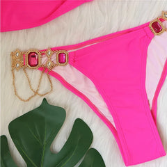 Summer Bikinis Swimsuit With Rhinestones  Beach Bathing Suit