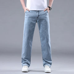 Straight Thin Jeans Men Classic Style Denim Pants