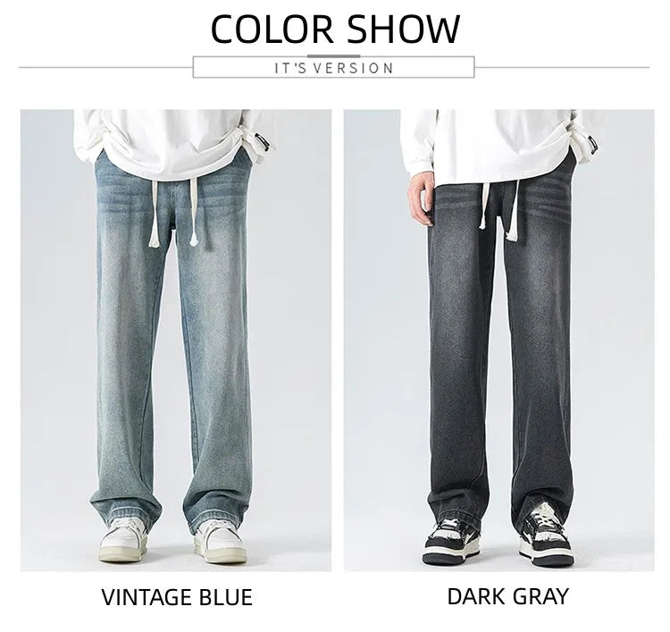 Men's Baggy Jeans Fashion Retro Straight Wide Leg Denim Pants