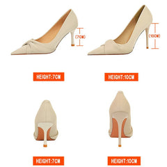 Shoes Fashion Kitten Heels Women Pumps Pointed Bow-knot Stiletto High Heels