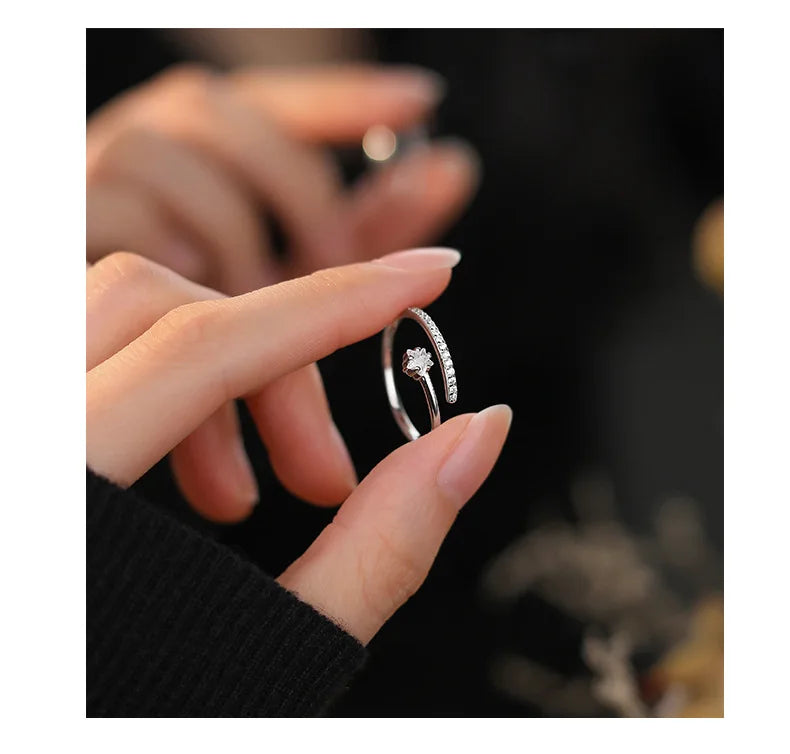 Women Silver Star CZ Ring Cute Gift for Birthday Jewelry