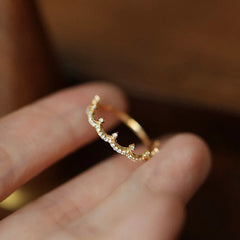 925 Sterling Silver Plated 18K Gold Zircon Crown Ring