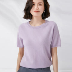 Short-sleeved O-neck  Pullover T-shirt Knitted Base Sweater