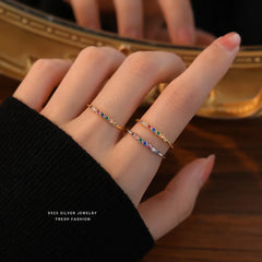 Colorful Zircon Ring for Women Stylish Simple Jewelry