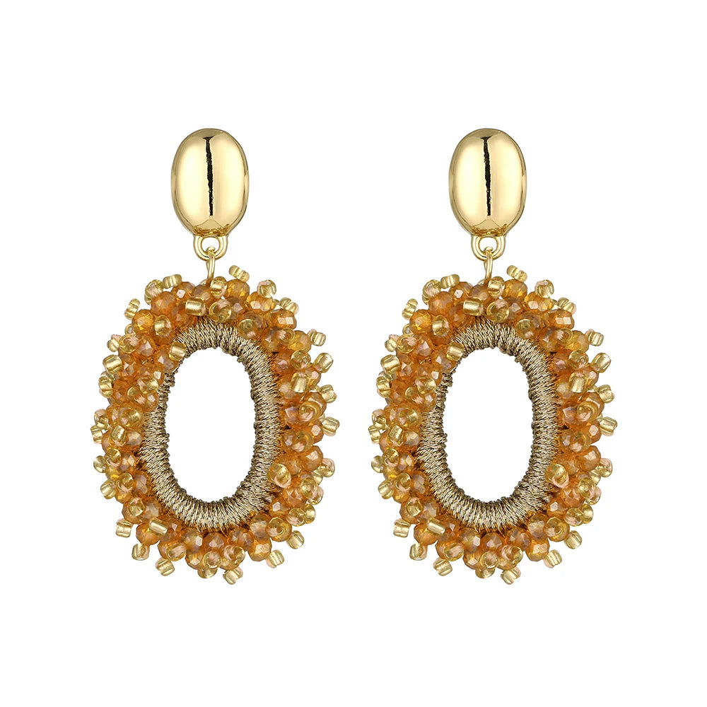 Fashion Big Drop Earrings for Thread Crystal Beads Jewelry