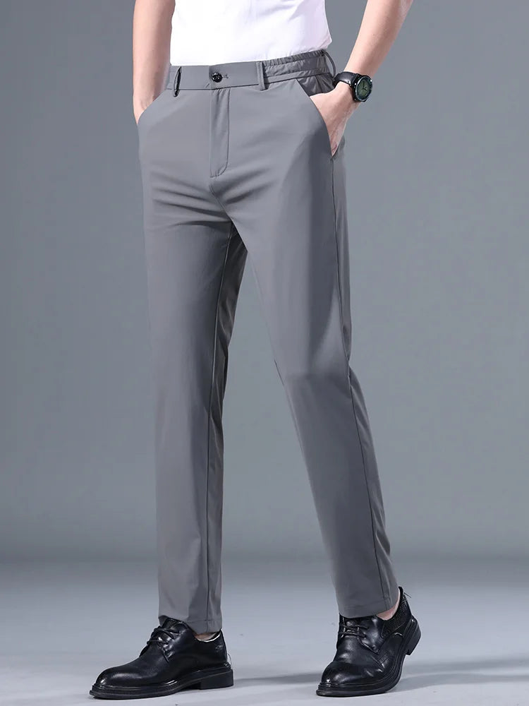 Trousers Men Business Elastic Waist Classic Thin Casual Suit Pants