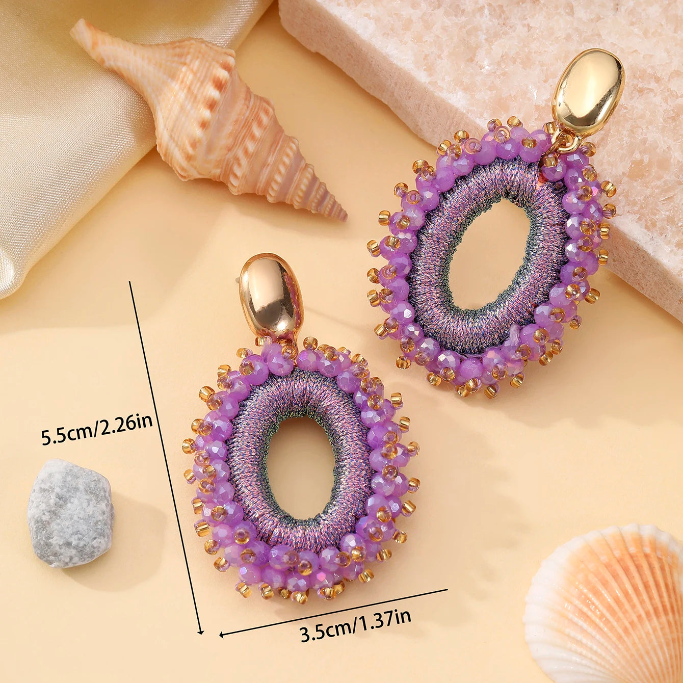 Fashion Big Drop Earrings for Thread Crystal Beads Jewelry