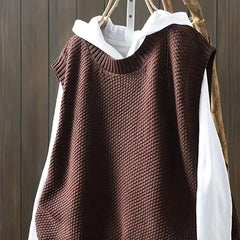 One Size Knitted Vest Irregular Hem Loose Sleeveless Jackets