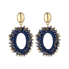 Fashion Big Drop Earrings for Thread Crystal Beads Jewelry