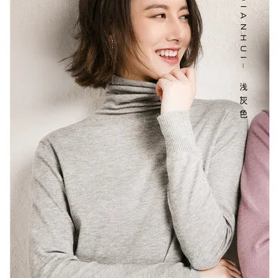 Women Sweater Turtleneck Shirts Fashion  Long Sleeve Pullovers