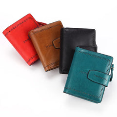 Women's RFID Blocking Leather Small Zipper Pocket Wallet Card