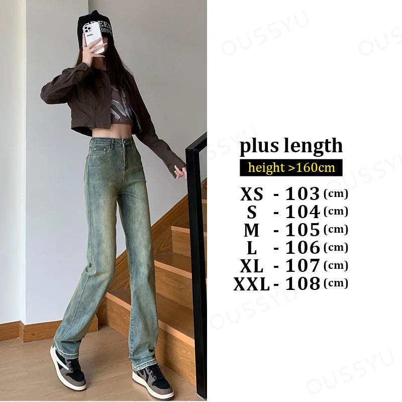 Y2K Straight Jeans Women's Loose High Waist Wide Leg