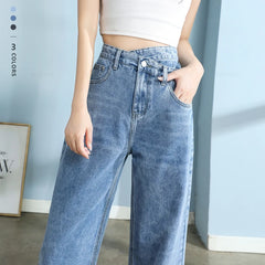 Women Wide Leg Denim Pants Femme Streetwear Baggy Straight Design