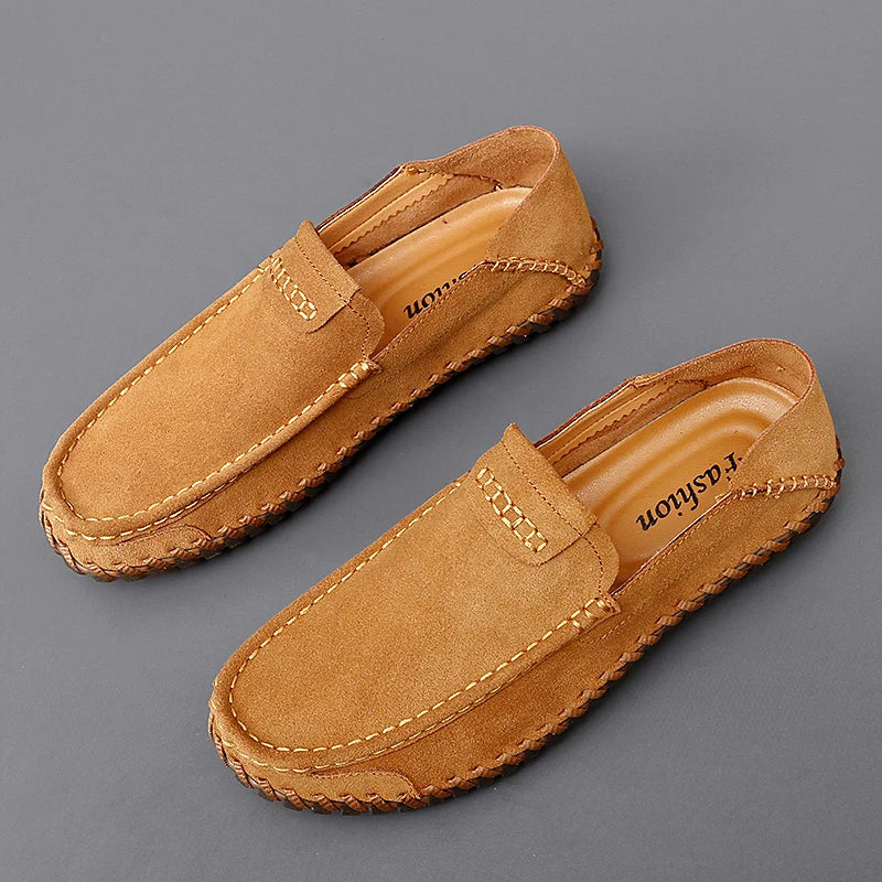 Suede Men Loafers Casual Shoes Slip On Moccasins Plus Size