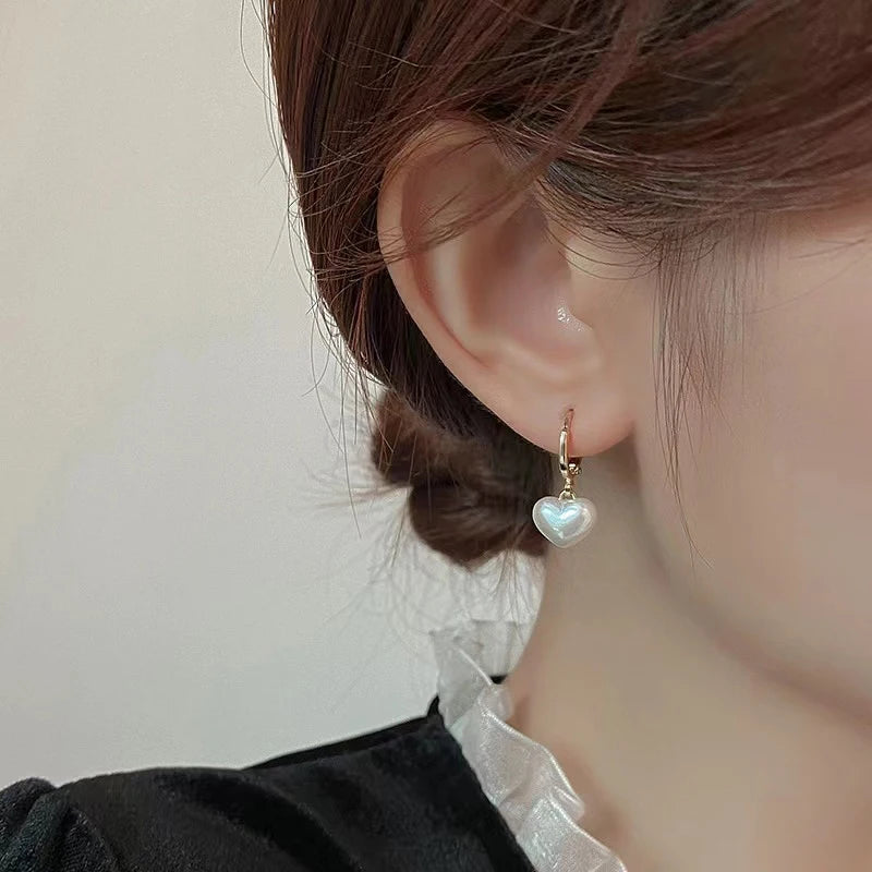 Classic Design Pearl Heart Pendant Earrings Fashion Jewelry