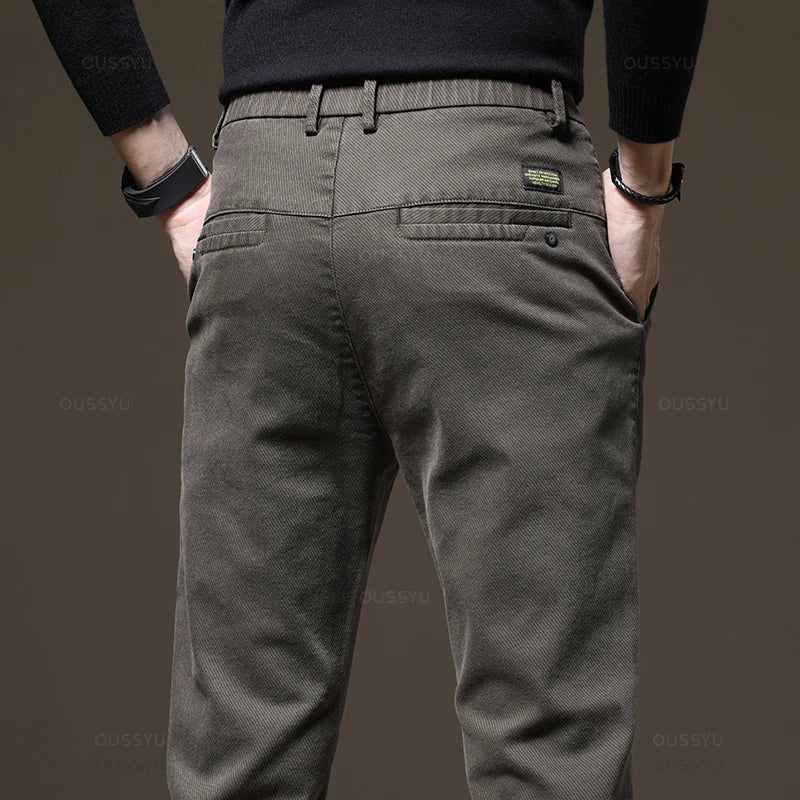 Pants Men Elastic Waist Slim Clothing Thick Cargo Trousers Plus Size