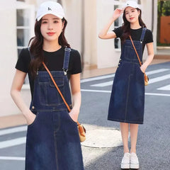 Loose Large Size Denim Strap Dress For Women Jeans Casual Chic