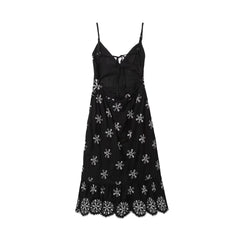 Embroidery Hollow Out Hole Flower  Dress