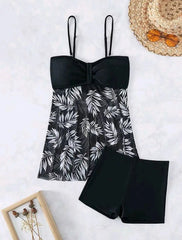 Summer Women Tankini Sets Two Pieces Swimsuit with Shorts Vintage