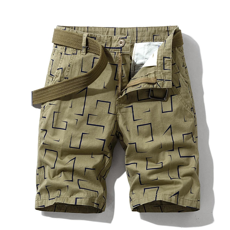 Men's Printed Casual Classic All-match Straight Cargo Shorts