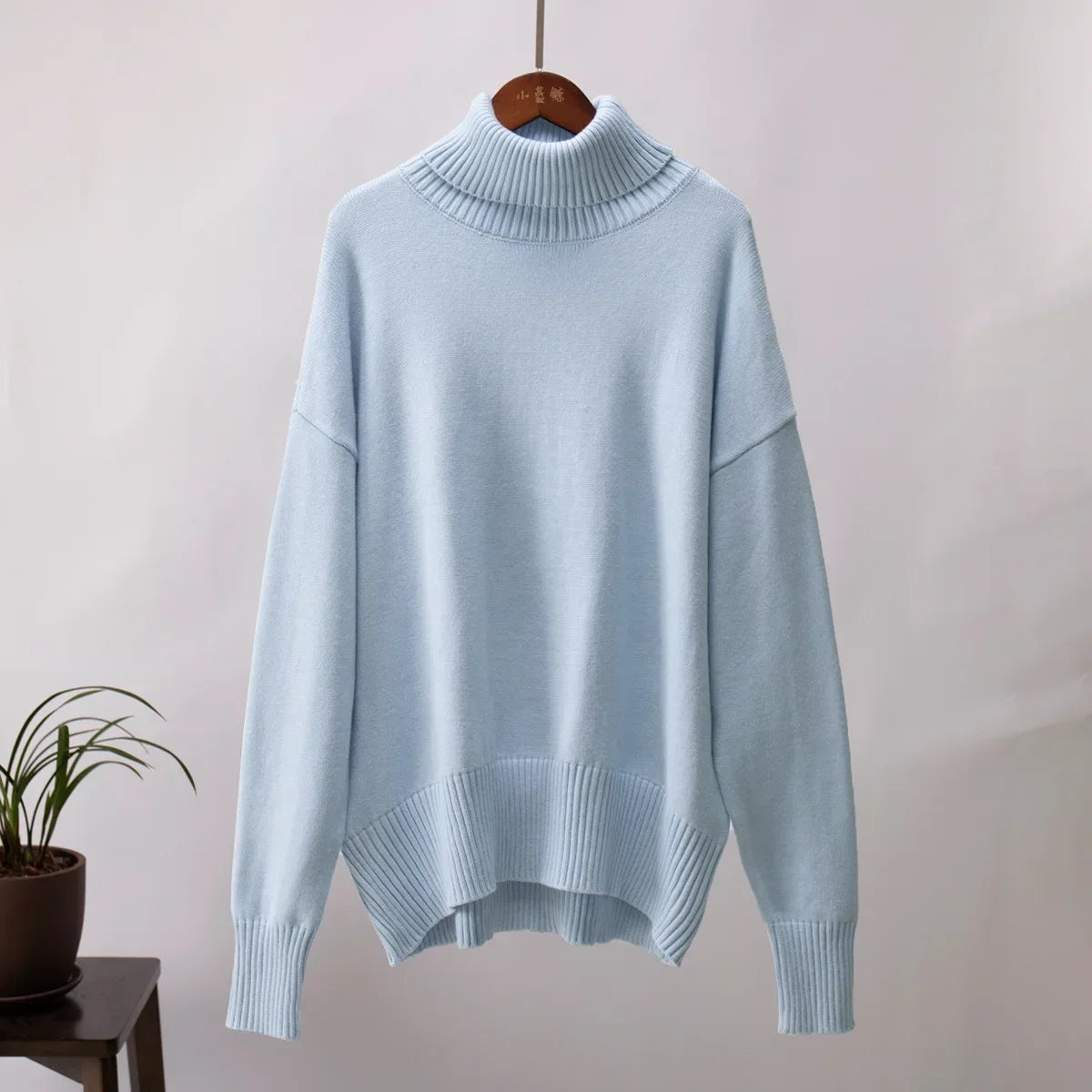 High Neck Pullover Warm Loose Knitted Base Sweater Jacket Tops