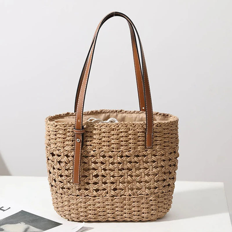 Casual Rattan Large Capacity Shopping Tote Handbags