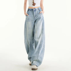 Wide Leg Loose Jeans Light Blue Vintage Denim Pants