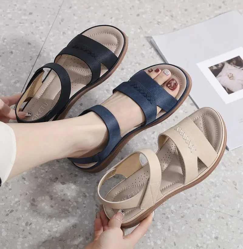 Fashion Women Summer Hook Loop Casual Open Toe Wedges