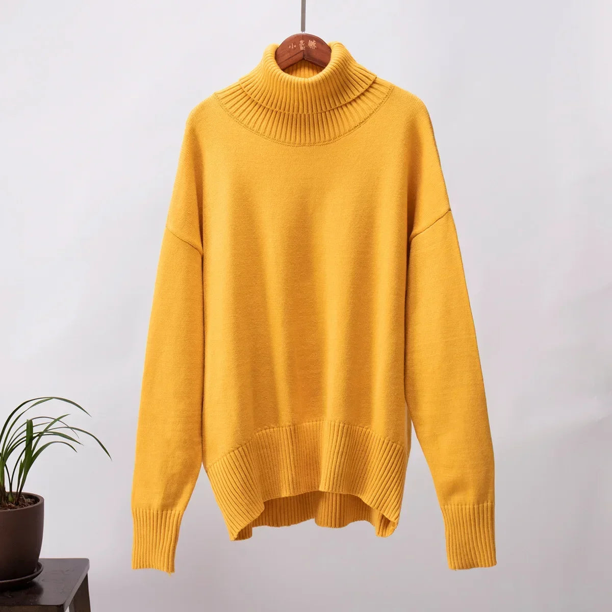 High Neck Pullover Warm Loose Knitted Base Sweater Jacket Tops