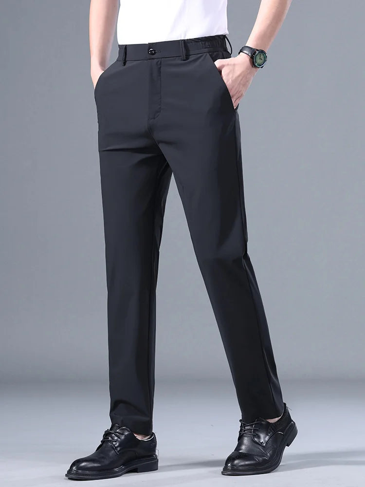 Trousers Men Business Elastic Waist Classic Thin Casual Suit Pants